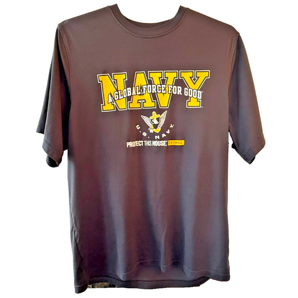 Under Armour US Navy Graphic HeatGear Athletic T-Shirt Men’s Large Gray Y2K - Picture 2 of 9